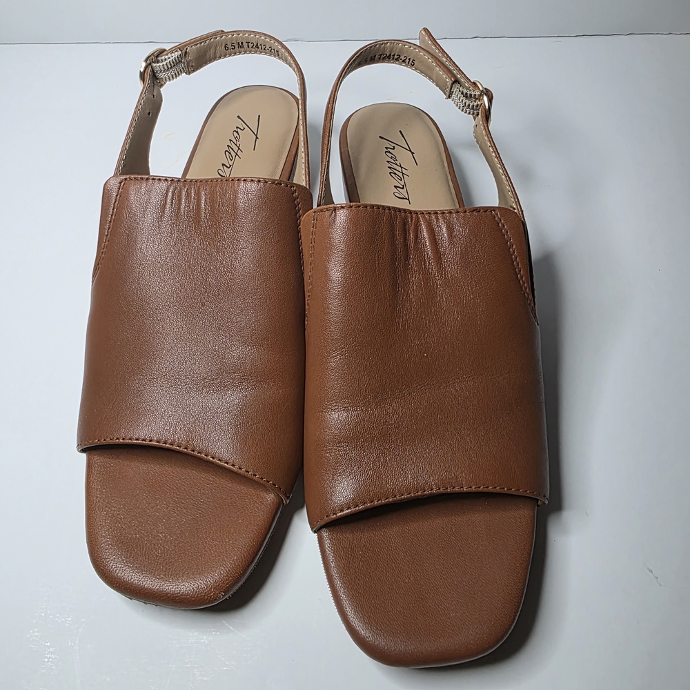 Trotters Nila Leather Slingback Heels – Size 6.5 Medium Luggage Color - Picture 5 of 11